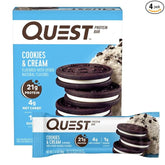 Quest Nutrition Cookies & Cream Protein Bars, 21g Protein, 4g Net Carbs, 1g Sugar, Gluten Free, Keto Friendly, 4 Count - Showlu Well Nation Store